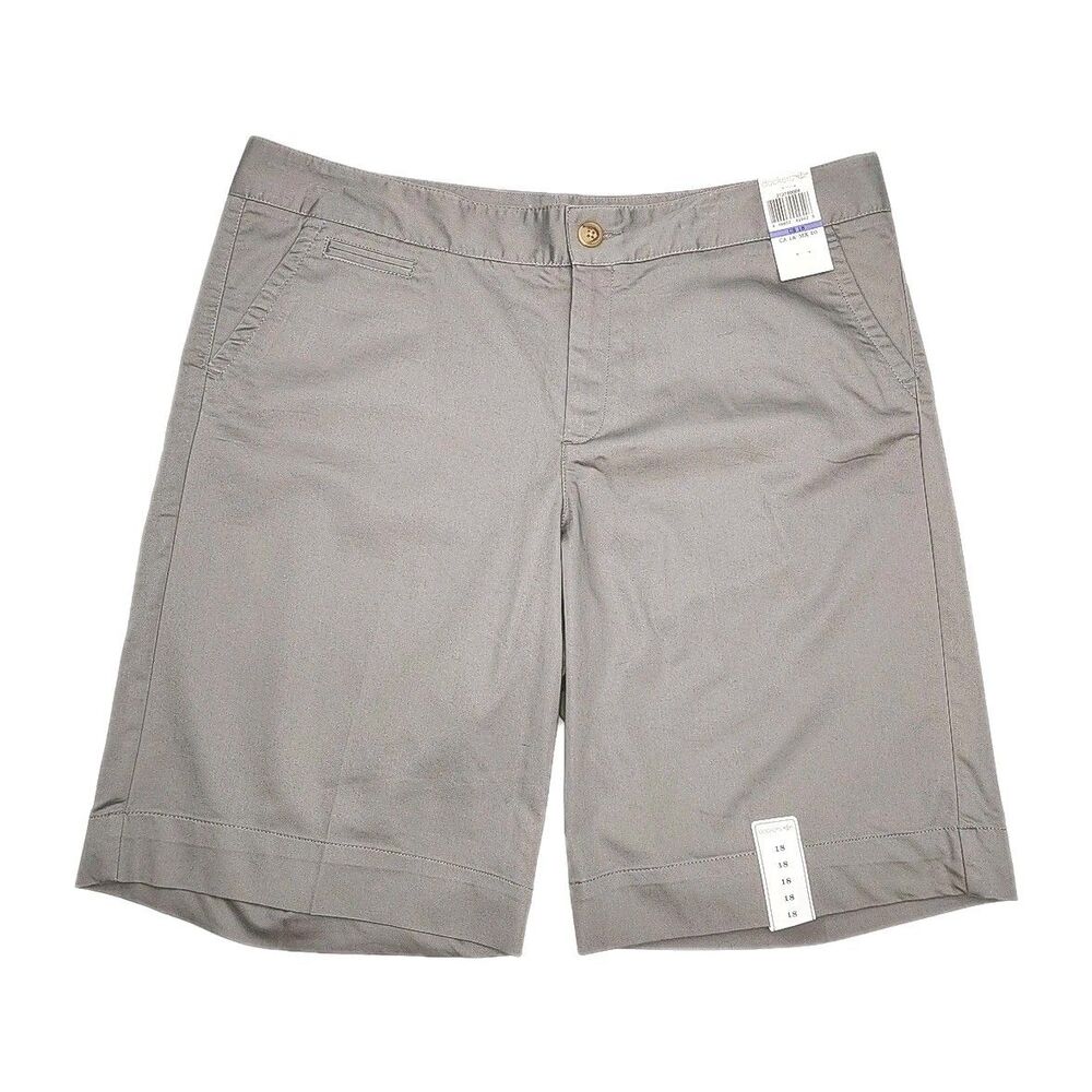 Dockers Shorts Bermuda Gray 11" Inseam Women's Size 18 Cotton Stretch NEW
